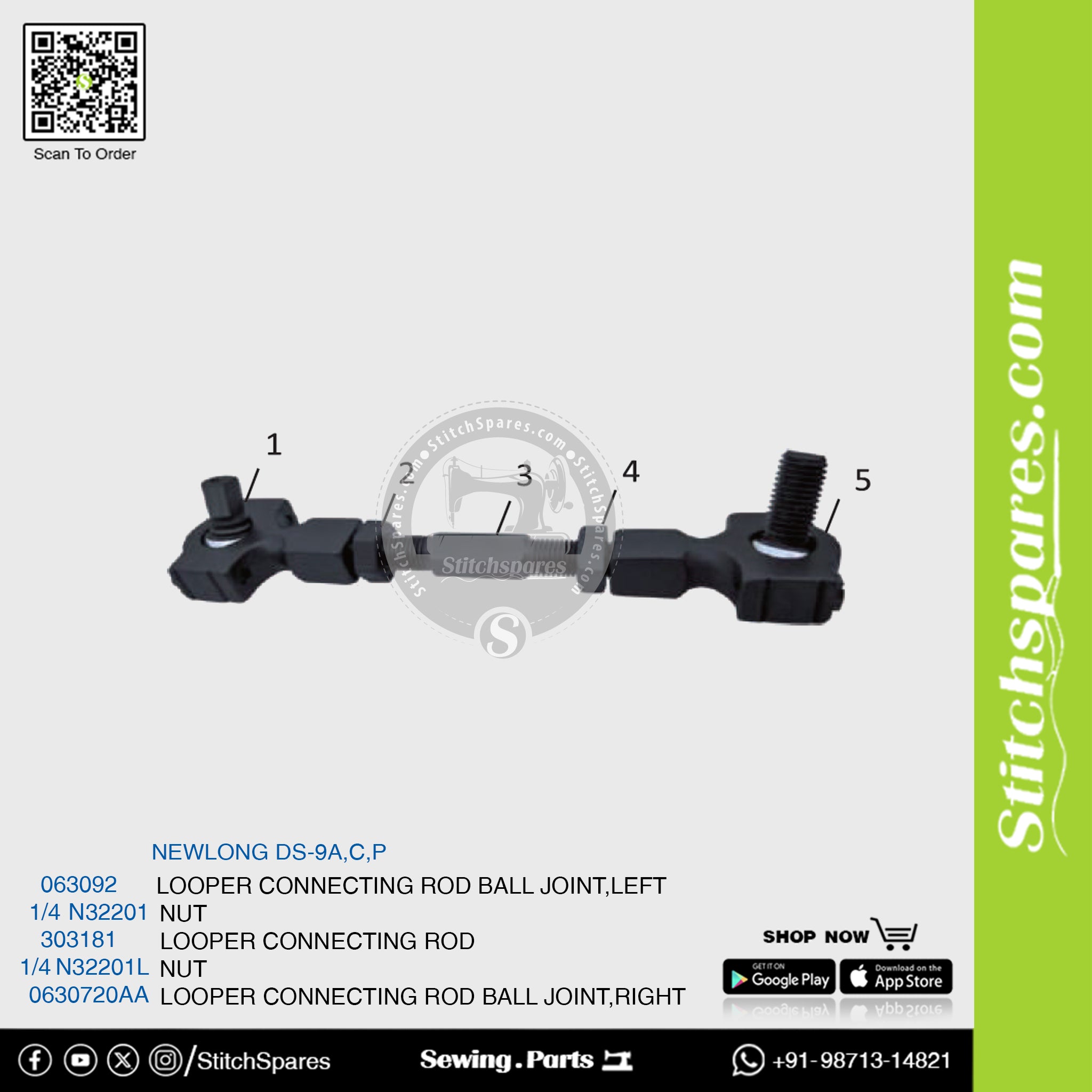 063072AA Looper Connecting Rod Ball Joint, Right NEWLONG DS-9A,DS-9C,DS-9AW,DS-9CW,DS-9P FIBC Bag Closer Sewing Machine