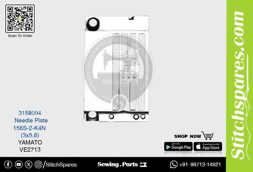 3158094 NEEDLE PLATE YAMATO VE-2713 156S-2-K4N (3X5.6) SEWING MACHINE SPARE PART