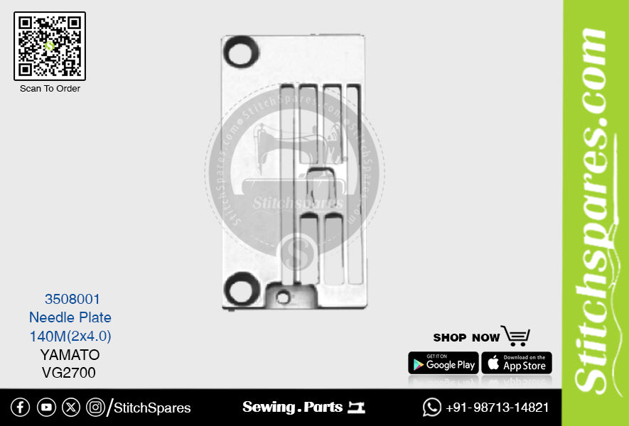Strong-H 3508001 140M(2×4.0)mm Needle Plate Yamato VG2700 Flatlock (Interlock) Sewing Machine Spare Part