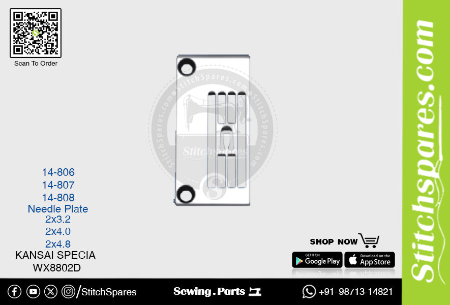 STRONG-H 14-806 NEEDLE PLATE KANSAI SPECIAL WX-8802D (2×3.2) SEWING MACHINE SPARE PART