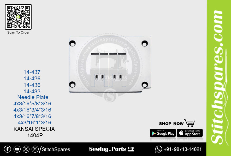 STRONG-H 14-437 NEEDLE PLATE KANSAI SPECIAL 1404P (4×3-16) SEWING MACHINE SPARE PART