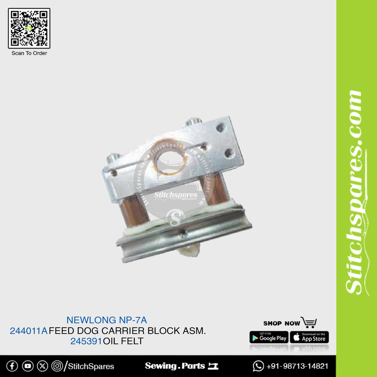 244011A Feed Dog Carrier Block Asm. NEWLONG NP-7A Bag Closer