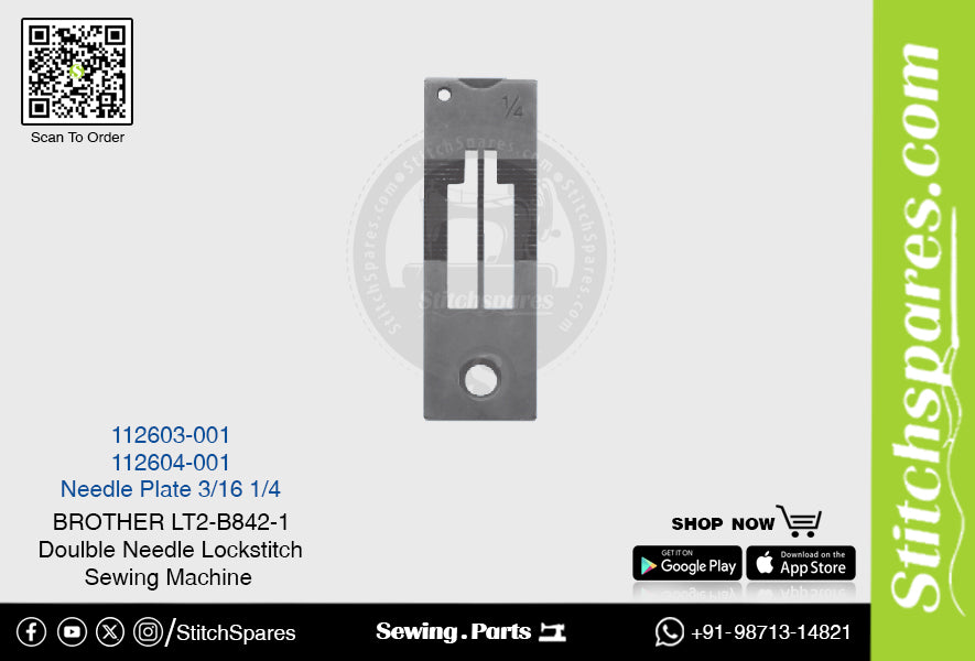 Strong-H 112603-001 3/16 Needle Plate Brother LT2-B842 -1 Double