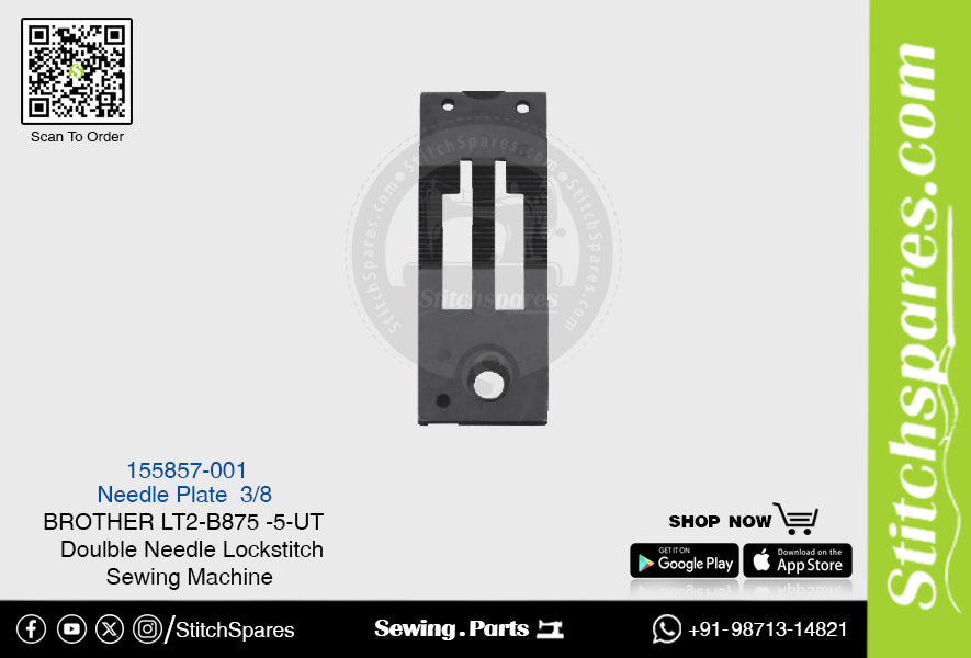 Strong-H 155857-001 3/8 Needle Plate Brother LT2-B875 -5-UT Double Needle Lockstitch Sewing Machine Spare Part