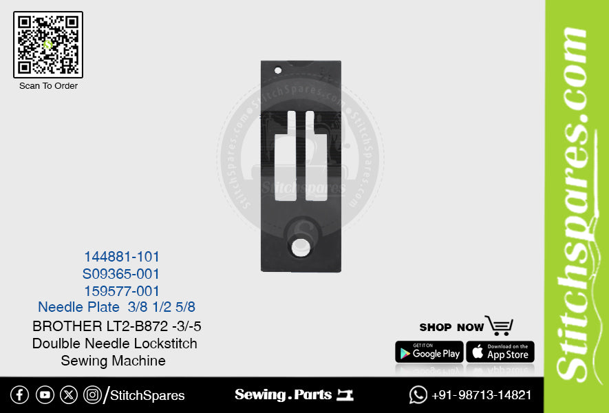 Strong-H 144881-101 3/8 Needle Plate Brother LT2-B872 -3/-5 Double Needle Lockstitch Sewing Machine Spare Part