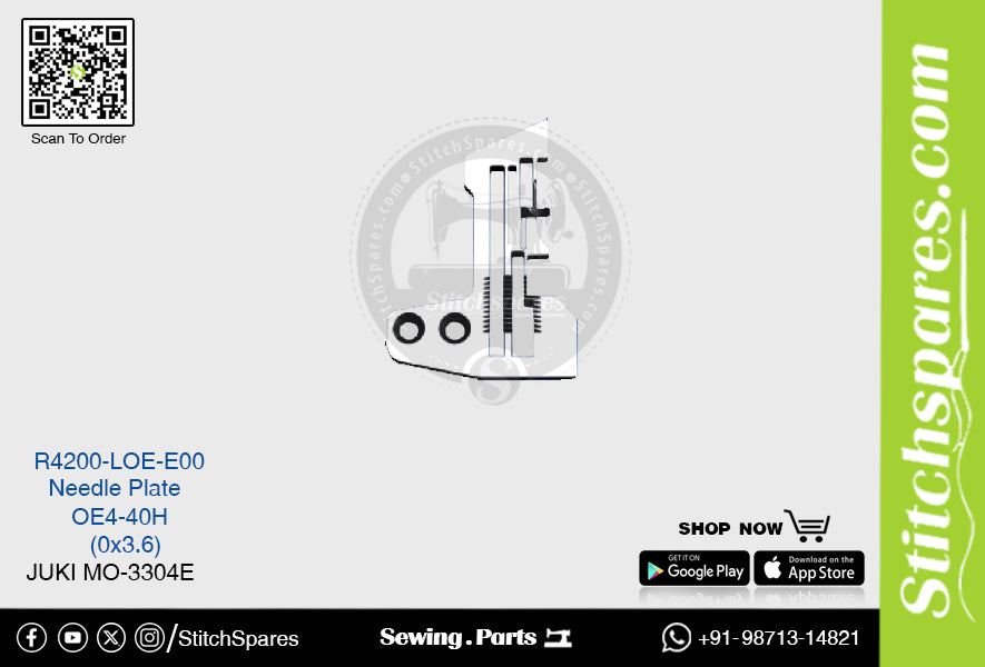 R4200-LOE-E00 Needle Plate Juki MO-3304 Double Needle Lockstitch Sewing Machine Spare Part