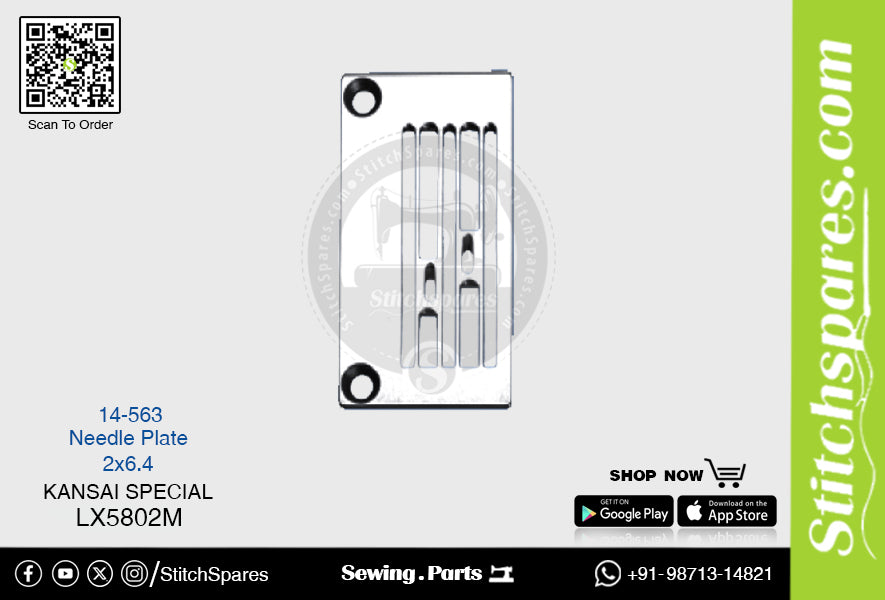 Strong H 14-563 (2?6.4)mm Needle Plate Kansai Special LX5802M Double Needle Lockstitch Sewing Machine Spare Part