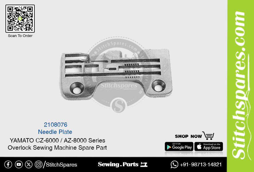 2108076 Needle Plate YAMATO CZ-6000 / AZ-8000 Series Overlock Sewing Machine Spare Part