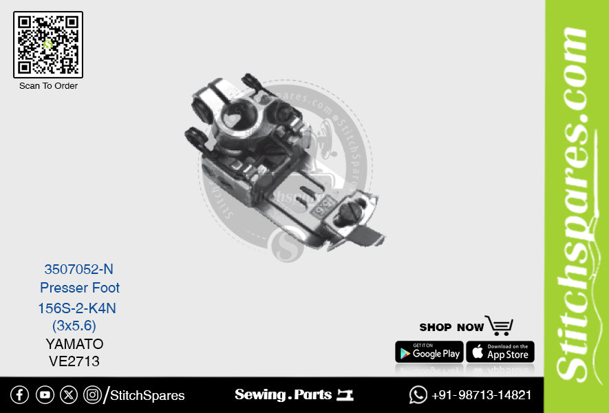 Strong-H 3507052-N 156L-2-TIN / 156L-TIN (3×5.6)mm Presser Foot Yamato VE2713 Flatlock (Interlock) Sewing Machine Spare Part