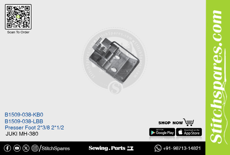 Strong-H B1509-038-Lbb Presser Foot Juki Mh-380 (2x1-2) Sewing Machine Spare Part