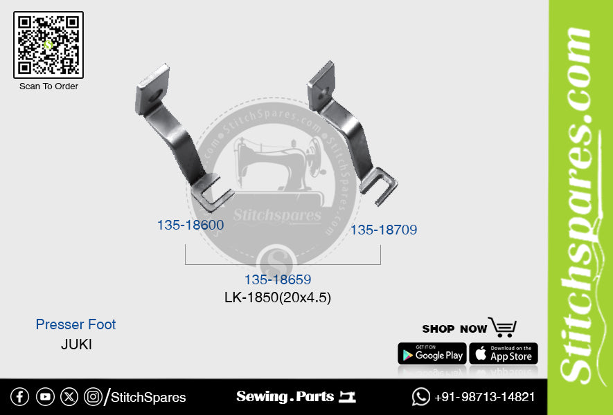 Strong-H 135-18659 Presser Foot Juki LK-1850 (20×4.5mm) Industrial Sewing Machine Spare Part