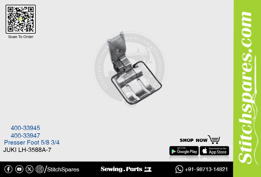 Strong H 400-33945 5/8 Presser Foot Juki LH-3588A-7 Double Needle Lockstitch Sewing Machine Spare Part