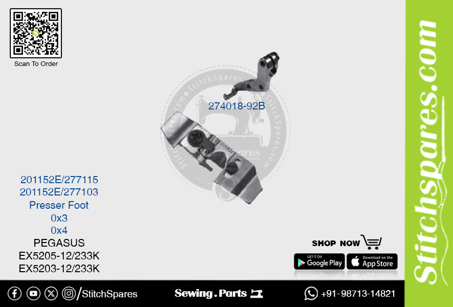 STRONG H 274018 92B 201152E 277103 Presser Foot PEGASUS EX5203 12 233K (0×4) Sewing Machine Spare Part