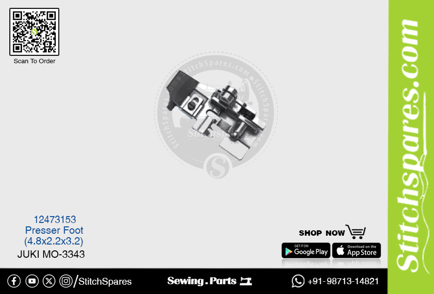 Strong H 12473153 Presser Foot Juki MO-3343 (4.8?2.2?3.2)mm Double Needle Lockstitch Sewing Machine Spare Part