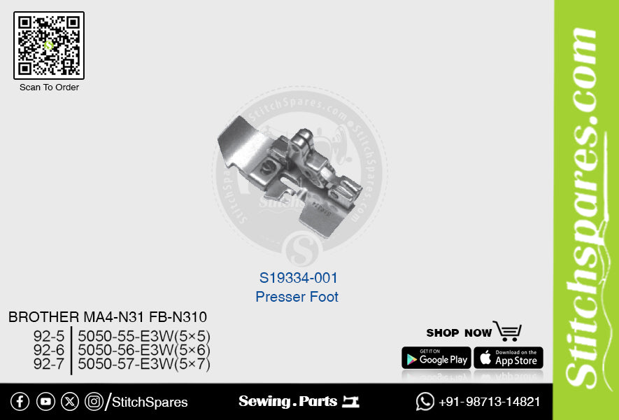 Strong H S19334-001 Presser Foot Brother MA4-N31 Overlock Sewing Machine Spare Part