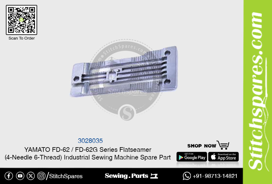 3028035 Needle Plate YAMATO FD-62  FD-62G Series Flatseamer ( 4-Needle 6-Thread ) Industrial Sewing Machine Spare Part