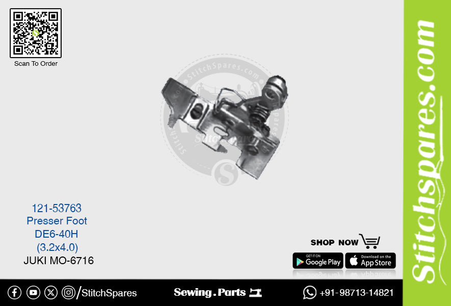 Strong-H 121-53763 Presser Foot Juki Mo-6716-De6-40h (3.2×4.0) Sewing Machine Spare Part