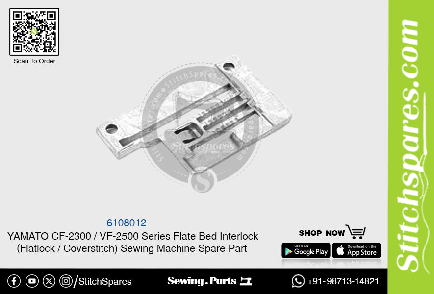 6108012 Needle Plate YAMATO CF-2300  VF-2500 Series Flat Bed Interlock (Flatlock  Coverstitch ) Sewing Machine Spare Part