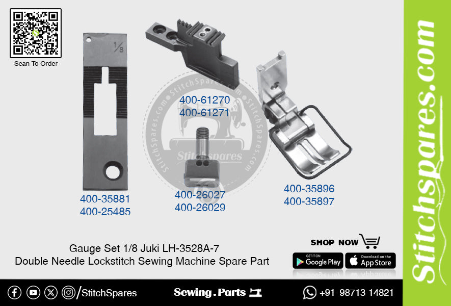 Gauge Set 1/8 Juki LH-3528A-7 Double Needle Lockstitch Sewing