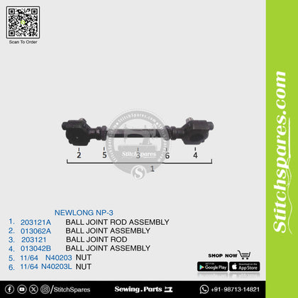 203121A Ball Joint Rod Assembly NEWLONG NP-3 Portable Bag Closer Sewing Machine
