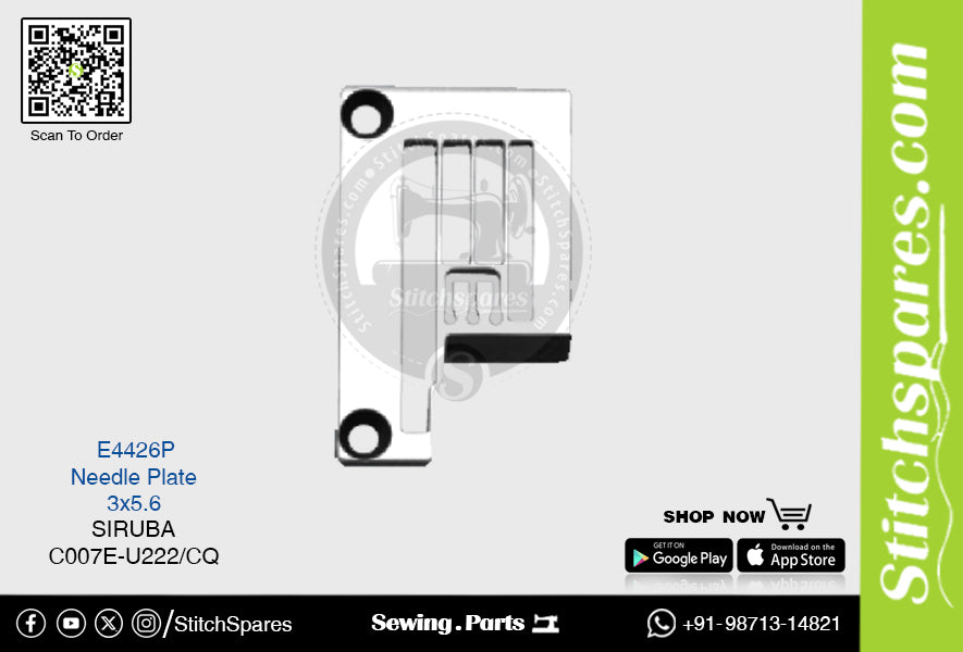 Strong-H E4426P Placa de aguja de 3 × 5.6 mm Siruba C007E-U222/CQ Repuesto para máquina de coser Flatlock (Interlock)