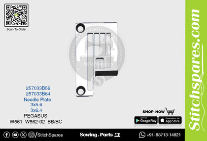 Strong-H 257033B64 3x6.4mm Needle Plate Pegasus W561 W562-02 BB/BC Flatlock (Interlock) Sewing Machine Spare Part