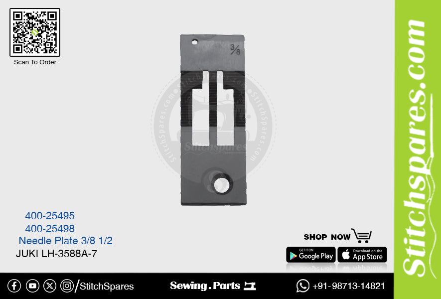 Strong H 400-25495 3/8 Placa de aguja Juki LH-3588A-7 Pieza de repuesto para máquina de coser de pespunte de doble aguja