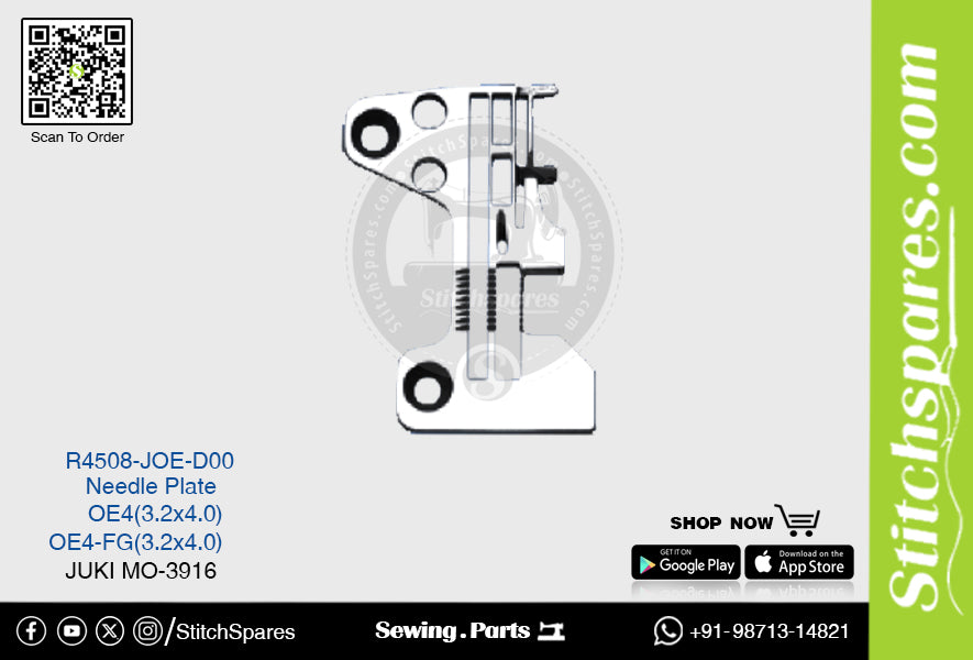 Strong H R4508-JOE-D00 OE4 (3.2? 4.0 mm) OE4-FG (3.2? 4.0 mm) Placa de aguja Juki MO-3916 Pieza de repuesto para máquina de coser de pespunte de doble aguja