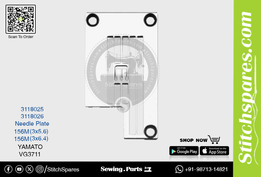 Strong-H 3118025 156M(3×5.6)mm Placa de aguja Yamato VG3711 Flatlock (Interlock) Repuesto para máquina de coser