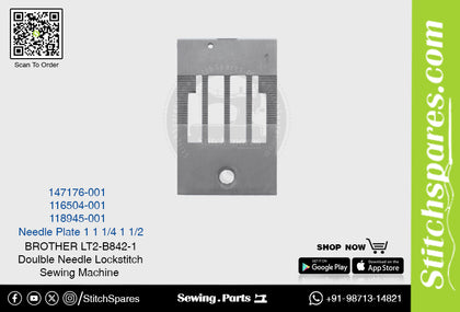 Strong-H 116504-001 1 1/4 Needle Plate Brother LT2-B842 -3 Double Needle Lockstitch Sewing Machine Spare Part