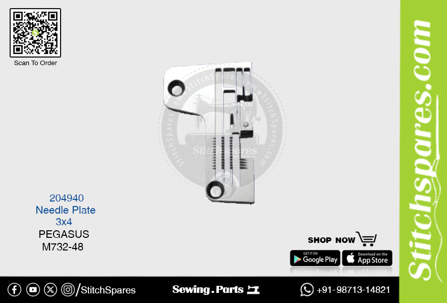 STRONG-H 204940 Placa de aguja PEGASUS M732-48 (3×4) Repuesto para máquina de coser