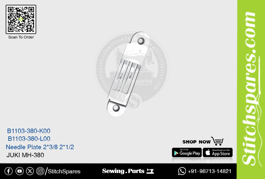 Strong-H B1103-380-K00 placa de aguja Juki Mh-380 (2x3-8) pieza de repuesto para máquina de coser