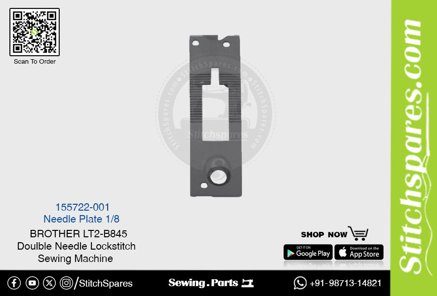Strong-H 155722-001 1/8 Placa de aguja Brother LT2-B845 -5-UT Repuesto para máquina de coser de pespunte de doble aguja