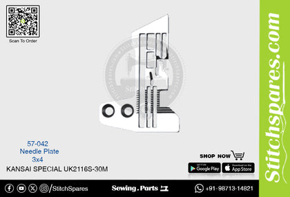 Strong H 57-042 3?4mm Needle Plate Kansai Special UK2116S-30M Double Needle Lockstitch Sewing Machine Spare Part