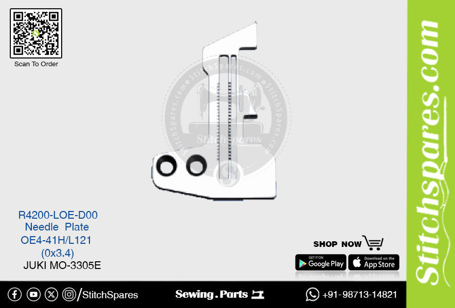 Strong-H R4200-Loe-D00 placa de aguja Juki Mo-3305e-Oe4-41h-L121 (0 × 3.4) pieza de repuesto para máquina de coser