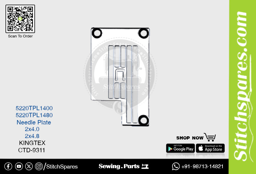 STRONG-H 5220TPL1400 placa de aguja KINGTEX CTD-9311 (2 × 4.0) pieza de repuesto para máquina de coser