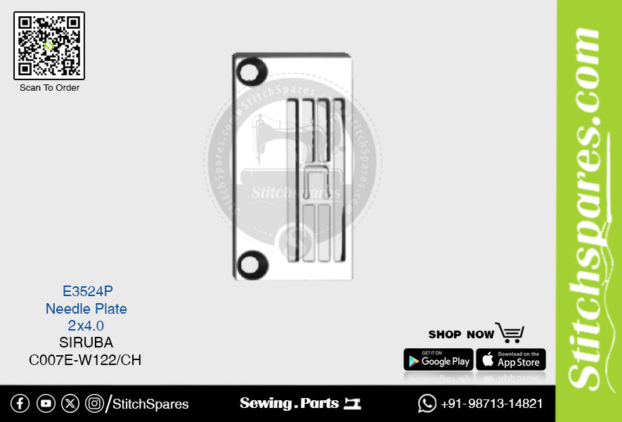 Strong-H E3524P 2 × 4.0 mm Placa de aguja Siruba C007E-W122/CH Repuesto para máquina de coser Flatlock (Interlock)