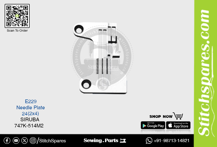 Strong-H E229 24(2×4)mm Placa de aguja Siruba 747K-514M2 Repuesto para máquina de coser Overlock