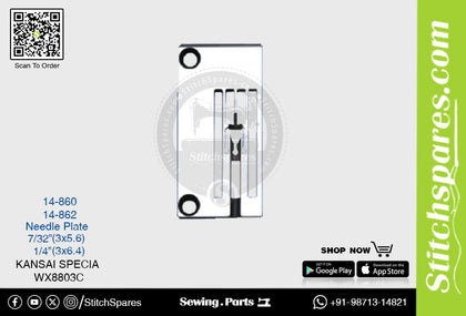 Strong H 14-862 1/4·3?6.4)mm Needle Plate Kansai Special WX8803C Double Needle Lockstitch Sewing Machine Spare Part