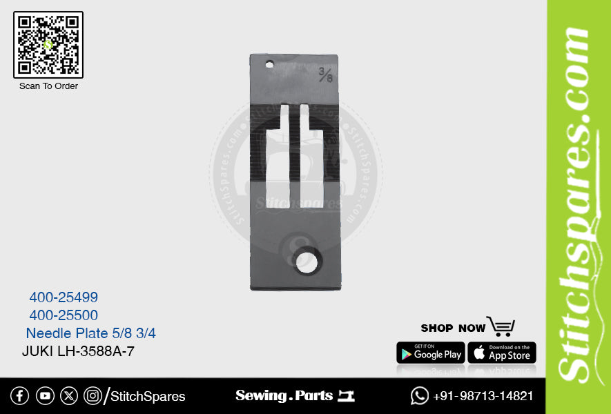 Strong H 400-25499 5/8 Placa de aguja Juki LH-3588A-7 Pieza de repuesto para máquina de coser de pespunte de doble aguja