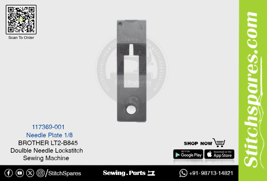 Strong-H 117369-001 Placa de aguja 1/8 Brother LT2-B845 -3/-5 Repuesto para máquina de coser de pespunte de doble aguja