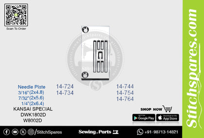 Strong H 14-744 3/16·2?4.8)mm Needle Plate Kansai Special DWK1802D W8002D Double Needle Lockstitch Sewing Machine Spare Part