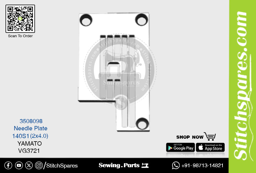 Strong-H 3508098 140S1(2×4.0)mm Placa de aguja Yamato VG3721 Flatlock (Interlock) Repuesto para máquina de coser