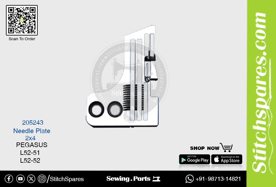 STRONG-H 205243 Placa de aguja PEGASUS L52-51 (2×4) Repuesto para máquina de coser