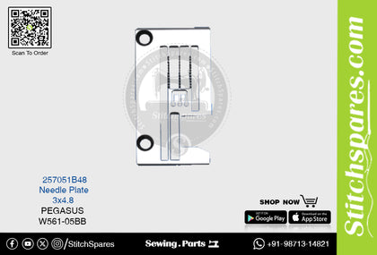 Strong-H 257051B48 3x4.8mm Needle Plate Pegasus W561-05BB Flatlock (Interlock) Sewing Machine Spare Part