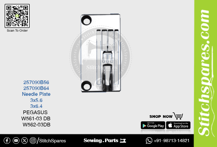 STRONG H 257090B64 Placa de aguja PEGASUS W562-03 DB (3×6.4) Repuesto para máquina de coser