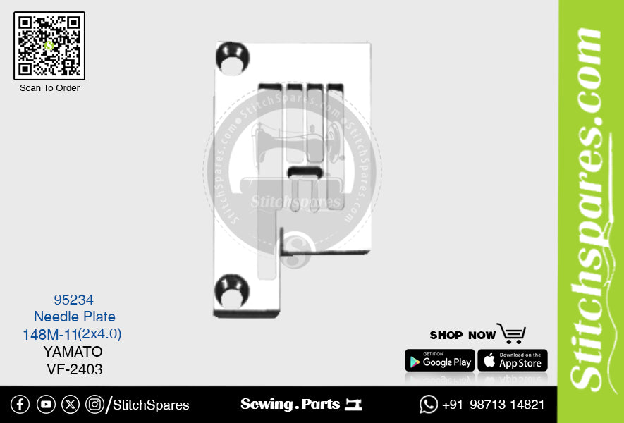 स्ट्रांग-एच 95234 140एम-11(2×4.0)मिमी नीडल प्लेट यामाटो वीएफ2403 फ्लैटलॉक (इंटरलॉक) सिलाई मशीन स्पेयर पार्ट