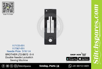 Strong-H 117133-001 3/16 Needle Plate Brother LT2-B872 -3/-5 Double Needle Lockstitch Sewing Machine Spare Part