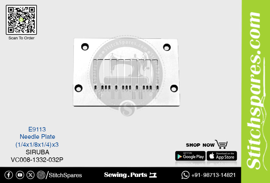 E9113 STICHPLATTE SIRUBA VC008-1332-032P (1/4×1/8×1/4)×3 NÄHMASCHINE ERSATZTEIL