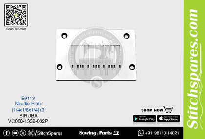 E9113 NEEDLE PLATE SIRUBA VC008-1332-032P (1/4×1/8×1/4)×3 SEWING MACHINE SPARE PART